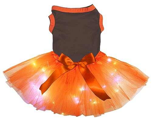 Petitebelle Einfarbiges Hundekleid mit Thanksgiving-Thema (braun/orange LED, Größe XL) von Petitebelle