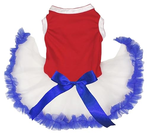 Petitebelle Einfarbiges rotes Hemd mit weißem Tutu für Welpen, Rot / Weiß / Blau, Größe XXL von Petitebelle