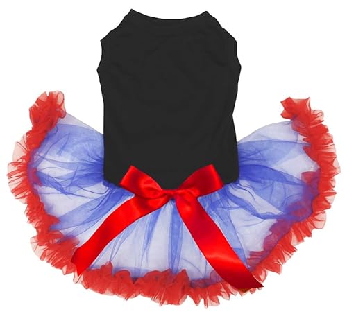 Petitebelle Einfarbiges schwarzes Hemd mit blauem Tutu, Welpenkleid (Schwarz/Blau-Rot, XXXL) von Petitebelle