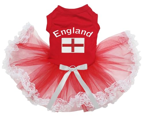 Petitebelle England & Flag Hundekleid für Welpen, Rot/Rot/Weiß, Spitze, Größe M Petitebelle England & Flag Hundekleid für Welpen, Rot/Rot/Weiß, Spitze, Größe M von Petitebelle