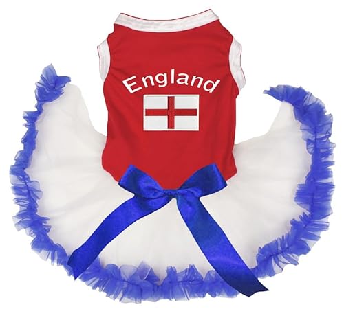 Petitebelle England & Flag Hundekleid für Welpen, Rot/Weiß/Blau, Größe L von Petitebelle