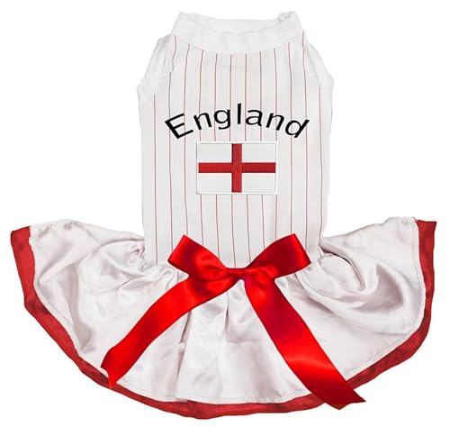 Petitebelle England & Flag Hundekleid für Welpen, gestreift, Weiß / Rot, Größe S von Petitebelle