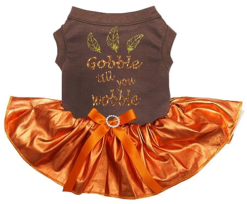 Petitebelle Feathers Gobble Till You Wackelkleid für Welpen, Braun / Orange, Größe XS Petitebelle Feathers Gobble Till You Wackelkleid für Welpen, Braun / Orange, Größe XS von Petitebelle