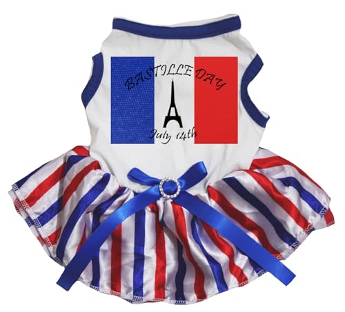 Petitebelle France Bastille Day Eiffelturm 14. Juli Welpenkleid (Weiß/Streifen, XXXL) von Petitebelle