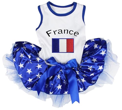 Petitebelle France & Flag Hundekleid für Welpen, weiß/blaue Sterne, Größe XXX-Large) von Petitebelle