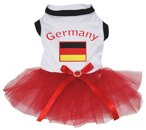 Petitebelle Germany & Flag Hundekleid für Welpen, Weiß/Rot (Rot), Größe XXL von Petitebelle