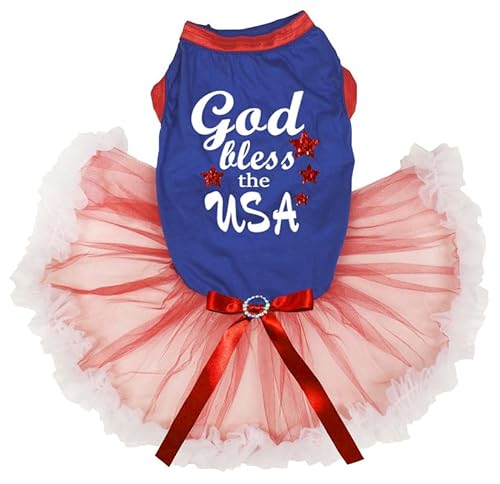 Petitebelle God Bless The USA Hundekleid für Welpen, Blau / Rot / Weiß, Größe XS von Petitebelle