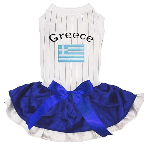 Petitebelle Griechenland & Flagge Welpenkleid (Streifen/Blau-Weiß, Größe M) von Petitebelle