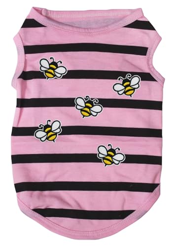 Petitebelle Group of Little Bees Hunde-Shirt, Größe M, Rosa / Schwarz gestreift Petitebelle Group of Little Bees Hunde-Shirt, Größe M, Rosa / Schwarz gestreift von Petitebelle