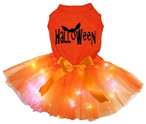 Petitebelle Halloween Welpenkleid für Hunde, Orange / Orange, LED, Größe M von Petitebelle