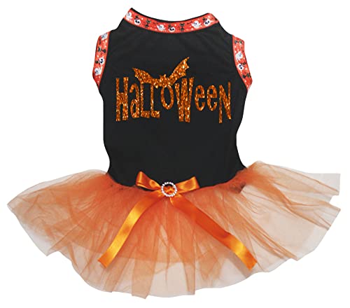Petitebelle Halloween Welpenkleid für Hunde, Schwarz/Orange, Größe XS Petitebelle Halloween Welpenkleid für Hunde, Schwarz/Orange, Größe XS von Petitebelle