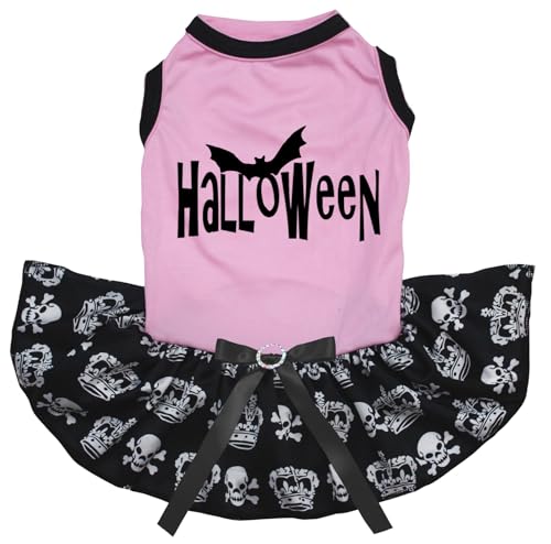 Petitebelle Halloween Welpenkleid für Welpen, Rosa / Schwarz, Totenkopf, Größe XS Petitebelle Halloween Welpenkleid für Welpen, Rosa / Schwarz, Totenkopf, Größe XS von Petitebelle