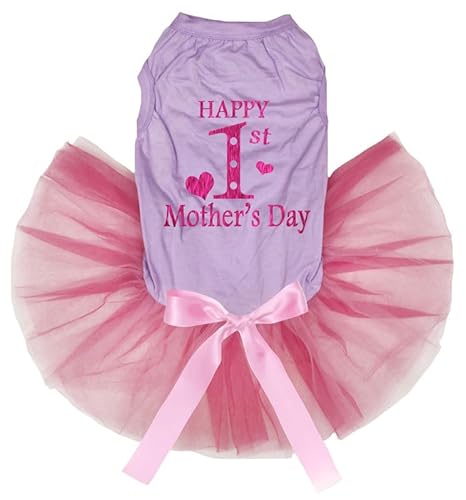 Petitebelle Happy 1st Mother's Day Welpen-Hundekleid (Lavendel/Rosa, XXXL) von Petitebelle