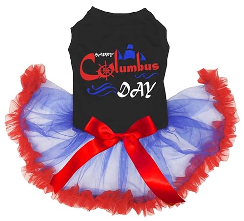 Petitebelle Happy Columbus Day Navigation Welpen-Hundekleid (Schwarz/Blau-Rot, XXXL) von Petitebelle