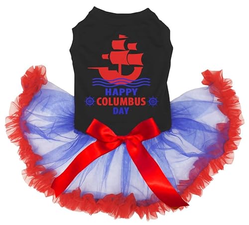 Petitebelle Happy Columbus Day Ship Welpen-Hundekleid (Schwarz/Blau-Rot, XXXL) von Petitebelle