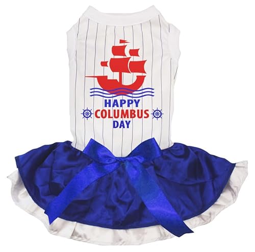 Petitebelle Happy Columbus Day Ship Welpen-Hundekleid (Streifen/Blau-Weiß, XXXL) von Petitebelle