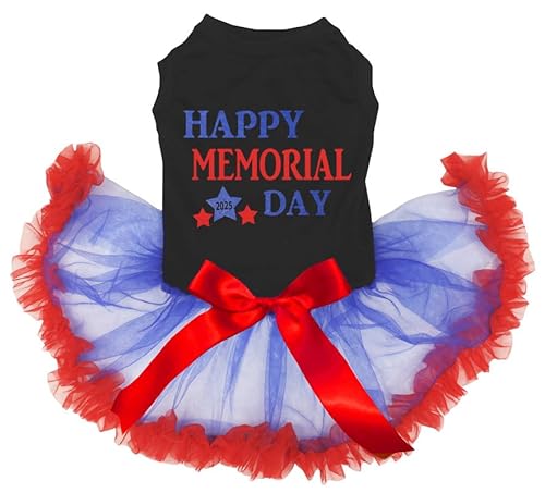 Petitebelle Happy Memorial Day Hundekleid für Welpen, Schwarz / Blau / Rot, Größe XXX-Large von Petitebelle