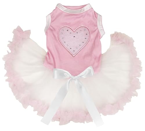 Petitebelle Hellrosa Hundekleid mit Herzen, Rosa/Beige, Größe XL von Petitebelle