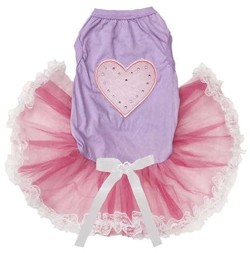 Petitebelle Hellrosa Welpenkleid in Herzform (Lavendel/Rosa Spitze, XS) von Petitebelle