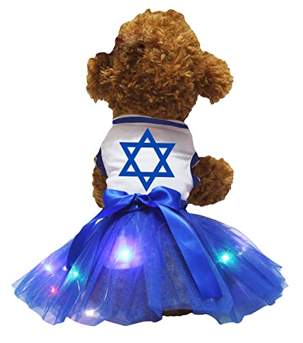 Petitebelle Hexagram Hundekleid mit Sternenmotiv, Weiß/Blau, Größe XXXL von Petitebelle