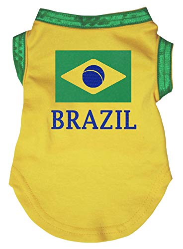 Petitebelle Hunde-Shirt mit Flagge von Brasilien, Gelb, Größe XXXL, Gelb von Petitebelle