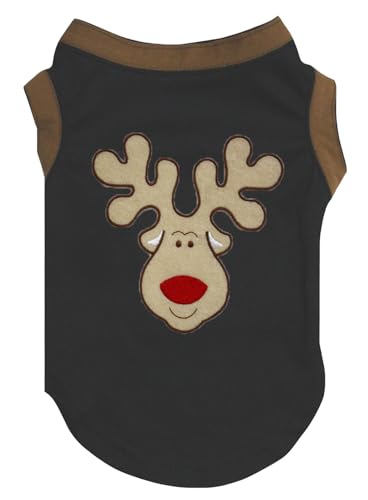 Petitebelle Hunde-Shirt mit Rentiergesicht (Schwarz/Braun, Größe M) von Petitebelle