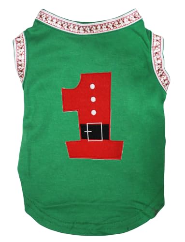 Petitebelle Hunde-Shirt mit Weihnachtsmann-Motiv, Grün/Rentiere, Größe S von Petitebelle