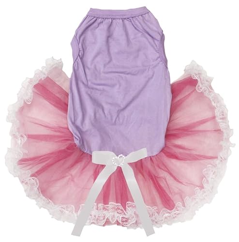 Petitebelle Hunde-Tutu-Kleid, einfarbig, rosa (Lavendel/rosa Spitze, XXL) von Petitebelle