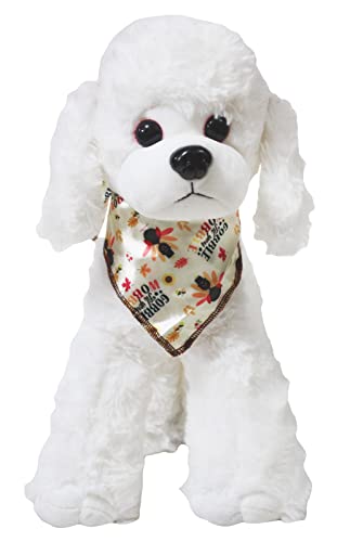 Petitebelle Hundehalstuch mit Aufschrift "Thanksgiving Gobble", Größe M, Weiß von Petitebelle