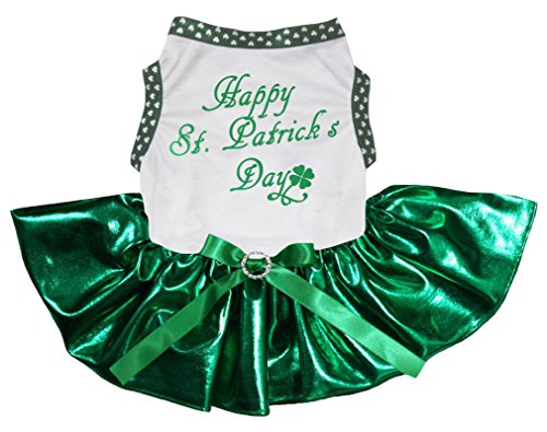 Petitebelle Hundekleid Happy St. Patrick's Day weiß Top grün Tutu von Petitebelle