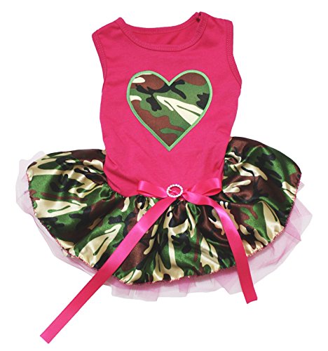 Petitebelle Hundekleid für Welpen, Camouflage, Herzmotiv, Hot Pink / Camouflage, Größe XL von Petitebelle