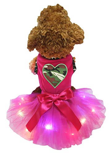 Petitebelle Hundekleid für Welpen, Camouflage, Herzmotiv, Hot Pink / Hot Pink / Hot Pink LED, Größe XXL von Petitebelle