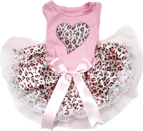 Petitebelle Hundekleid für Welpen, Leopardenmuster, Herz, Rosa, Leopardenmuster, Größe XL von Petitebelle