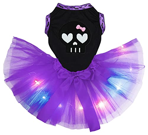 Petitebelle Hundekleid für Welpen, Totenkopf-Gesicht, Schwarz / Violett, Größe XXL von Petitebelle