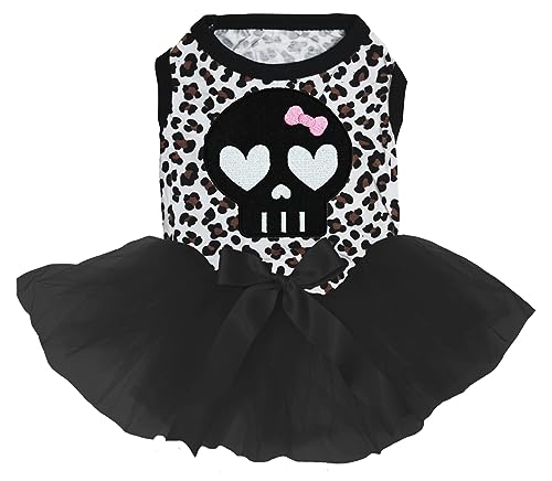 Petitebelle Hundekleid für Welpen, Totenkopf-Motiv, Leopardenmuster, Schwarz, Größe XL Petitebelle Hundekleid für Welpen, Totenkopf-Motiv, Leopardenmuster, Schwarz, Größe XL von Petitebelle