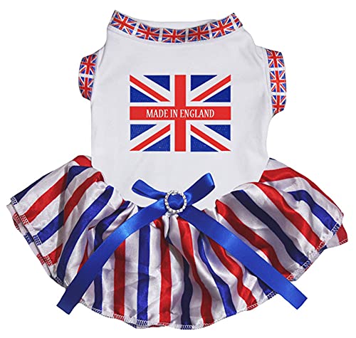 Petitebelle Hundekleid für Welpen, Union Jack, Weiß (gesäumt) / Streifen, Größe XS von Petitebelle