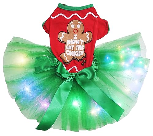 Petitebelle Hundekleid für Welpen, Weihnachtsmotiv, Lebkuchenmann, LED, Größe M von Petitebelle