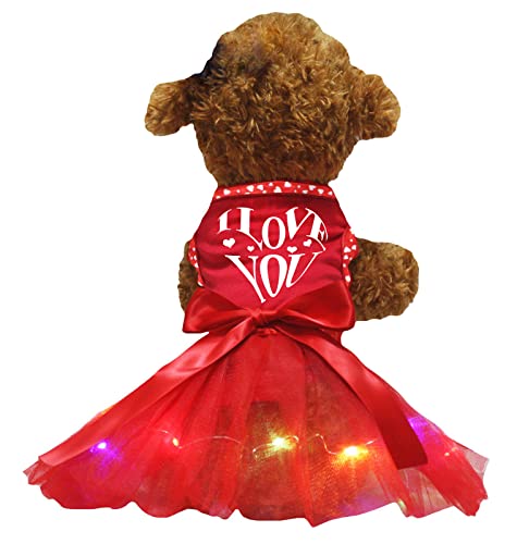 Petitebelle Hundekleid mit Aufschrift "I Love You", Rot / Rot, Größe XXXL von Petitebelle