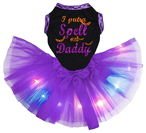 Petitebelle Hundekleid mit Aufschrift "I Put A Spell On Daddy", Schwarz/Violett, Größe XXL von Petitebelle