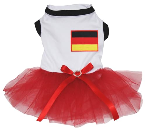 Petitebelle Hundekleid mit Deutschland-Flagge, Weiß/Rot (Rot), Größe XXL von Petitebelle