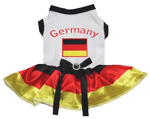 Petitebelle Hundekleid mit Deutschland und Flagge, Weiß/Deutschland (Rot), Größe XXXL) von Petitebelle