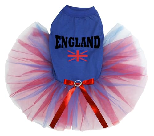 Petitebelle Hundekleid mit England-Flagge, Größe XS, Blau / Rot / Blau von Petitebelle