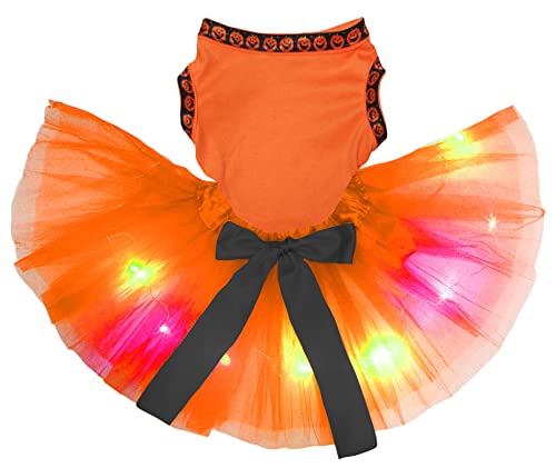 Petitebelle Hundekleid mit Halloween-Motiv, einfarbig, orange/orange LED, Größe L von Petitebelle