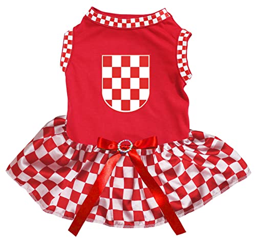 Petitebelle Hundekleid mit Kroatien-Flagge (rot/kariert, XX-Large) von Petitebelle