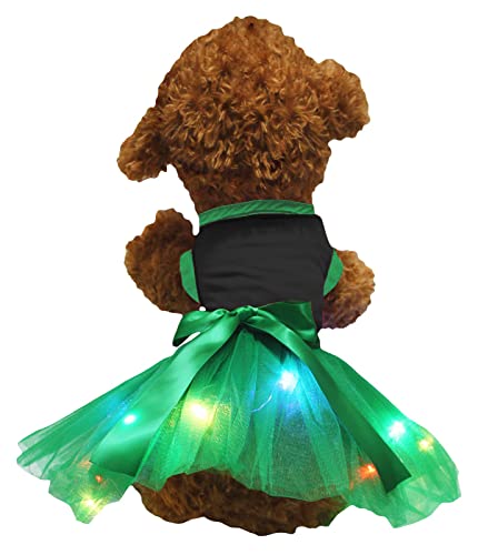 Petitebelle Hundekleid mit LED-Licht, Tutu, Größe L, Schwarz / Grün von Petitebelle