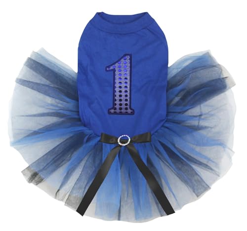 Petitebelle Hundekleid mit Pailletten, Blau / Blau, Schwarz, Größe XXXL von Petitebelle