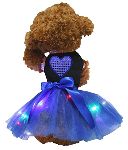 Petitebelle Hundekleid mit Pailletten, Herzform, Schwarz/Blau, Größe XS von Petitebelle