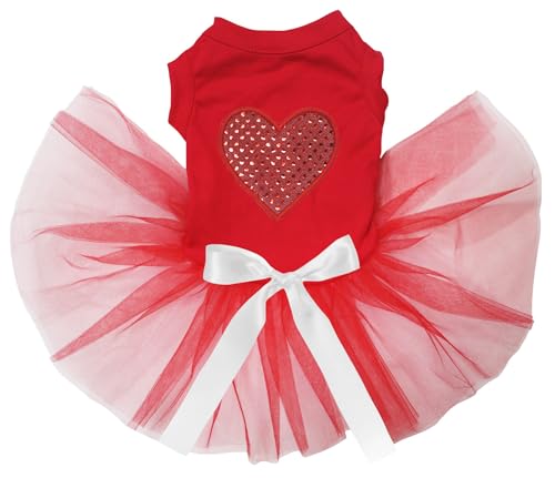 Petitebelle Hundekleid mit Pailletten und Herzen, Rot (Rot/Rot, Größe XXL) von Petitebelle