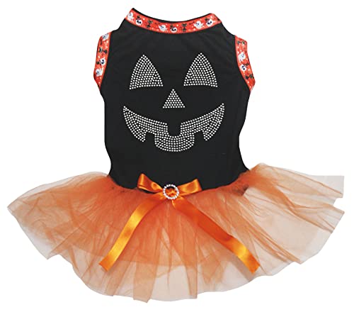 Petitebelle Hundekleid mit Strasssteinen, Kürbisgesicht, Größe XS, Schwarz / Orange Petitebelle Hundekleid mit Strasssteinen, Kürbisgesicht, Größe XS, Schwarz / Orange von Petitebelle