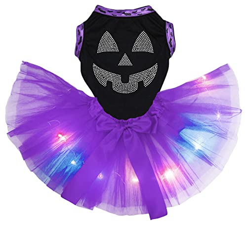 Petitebelle Hundekleid mit Strasssteinen, Kürbisgesicht, Schwarz/Violett, Größe XXL von Petitebelle